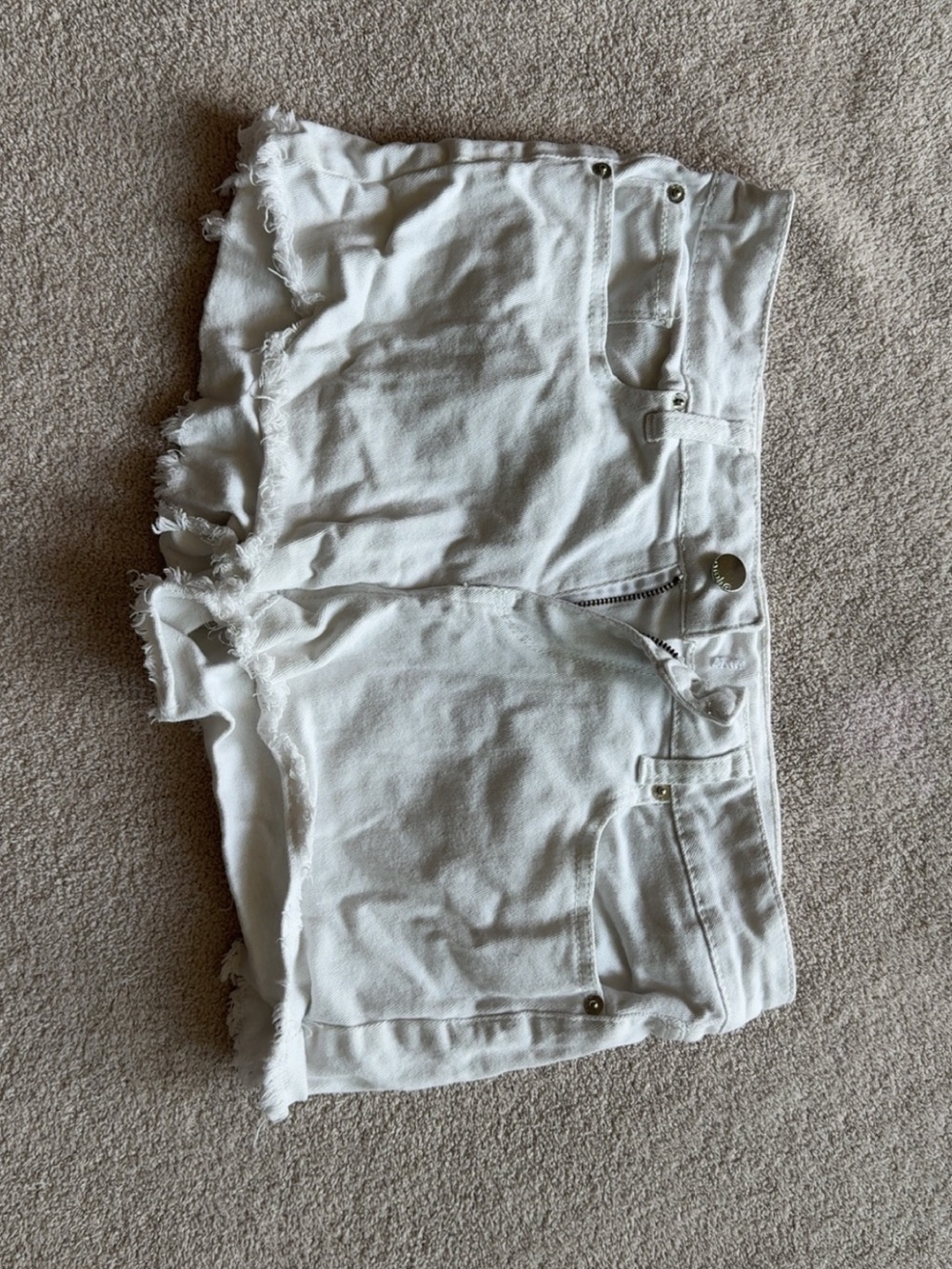 White Frayed Hem Women's Denim Shorts